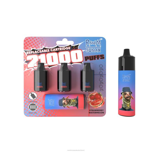 RandM Sunax 21000 Airflow Control Pod, austauschbares Vape-Gerät, 1 Stück 04LD271 - RandM Tornado Germany Erdbeerwassermelone