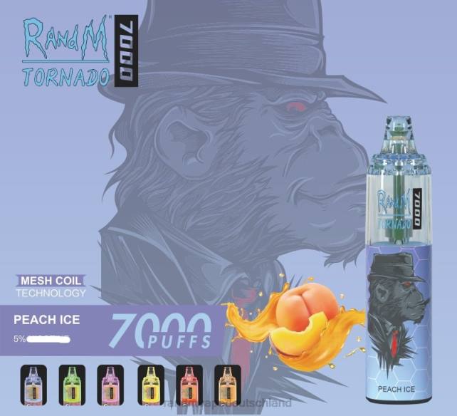 RandM Tornado 7000 Airflow Control Vape-Gerät 1St 04LD171 - RandM Tornado Germany Pfirsicheis