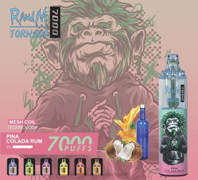 RandM Tornado 7000 Airflow Control Vape-Gerät 1St 04LD175 - RandM Deutschland Pina Colada Rum