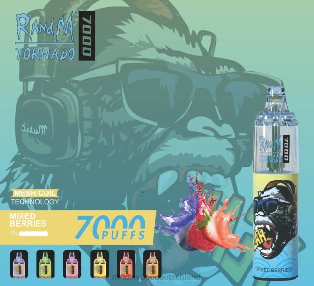 RandM Tornado 7000 Airflow Control Vape-Gerät 1St 04LD176 - RandM Vape Deutschland gemischte Beeren