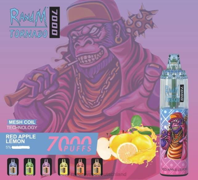 RandM Tornado 7000 Airflow Control Vape-Gerät 1St 04LD179 - Tornado Vape Preis roter Apfel Zitrone